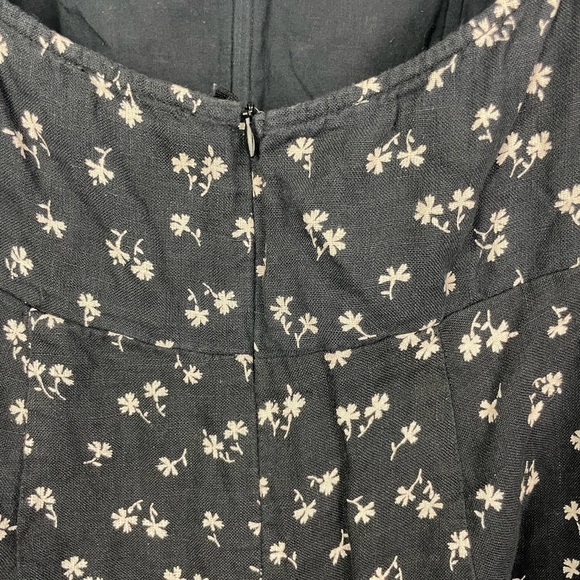 Winston White Black Floral Corset Bodice Puff Off Shoulder Mini Linen Dress‎ - Picture 6 of 9